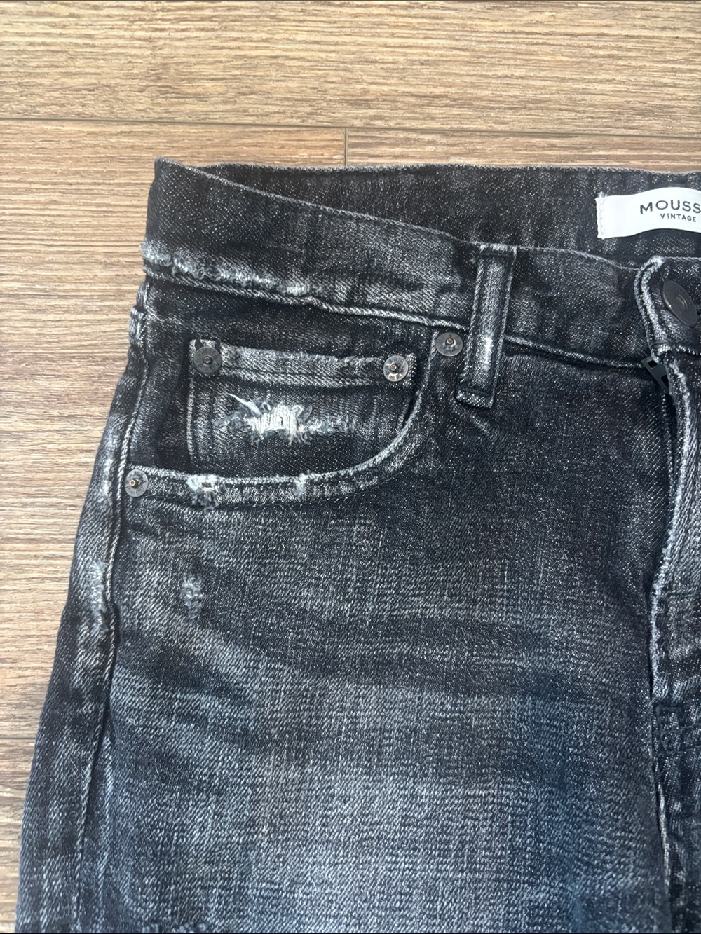 Moussy Vintage Glendele Skinny Distressed Raw Hem Jeans Black Womens Size 28 est - Picture 3 of 15